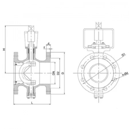 Кран эксцентриковый полусферический фланцевый, серии TL34-F, Tafline (Тафлайн), DN65 PN16, с голым штоком