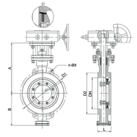 Трёхэксцентриковый дисковый поворотный затвор-TL73-Tafline (Тафлайн), DN200 PN25, межфланцевый с редуктором Тафлайн