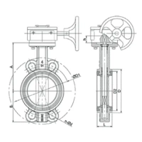 Дисковый поворотный затвор-TL71-A Tafline (Тафлайн), DN200 PN16, межфланцевый с голым штоком под привод Тафлайн