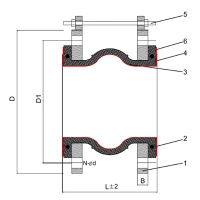 Антивибрационный компенсатор серии TLV, Tafline (Тафлайн), DN450 PN10, PTFE, фланцевый Тафлайн