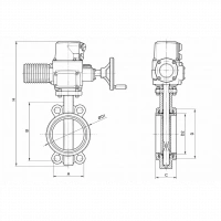 Дисковый поворотный затвор-TL71 Tafline (Тафлайн), DN050 PN16, межфланцевый с электроприводом Тафлайн