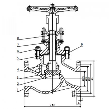 Проходной вентиль фланцевый, серии TL12, TAFLINE, DN40 PN40